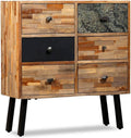 Armadietto Casa Giardino con 6 Cassetti Solido Teak Recupero cm 70 x 30 x 76