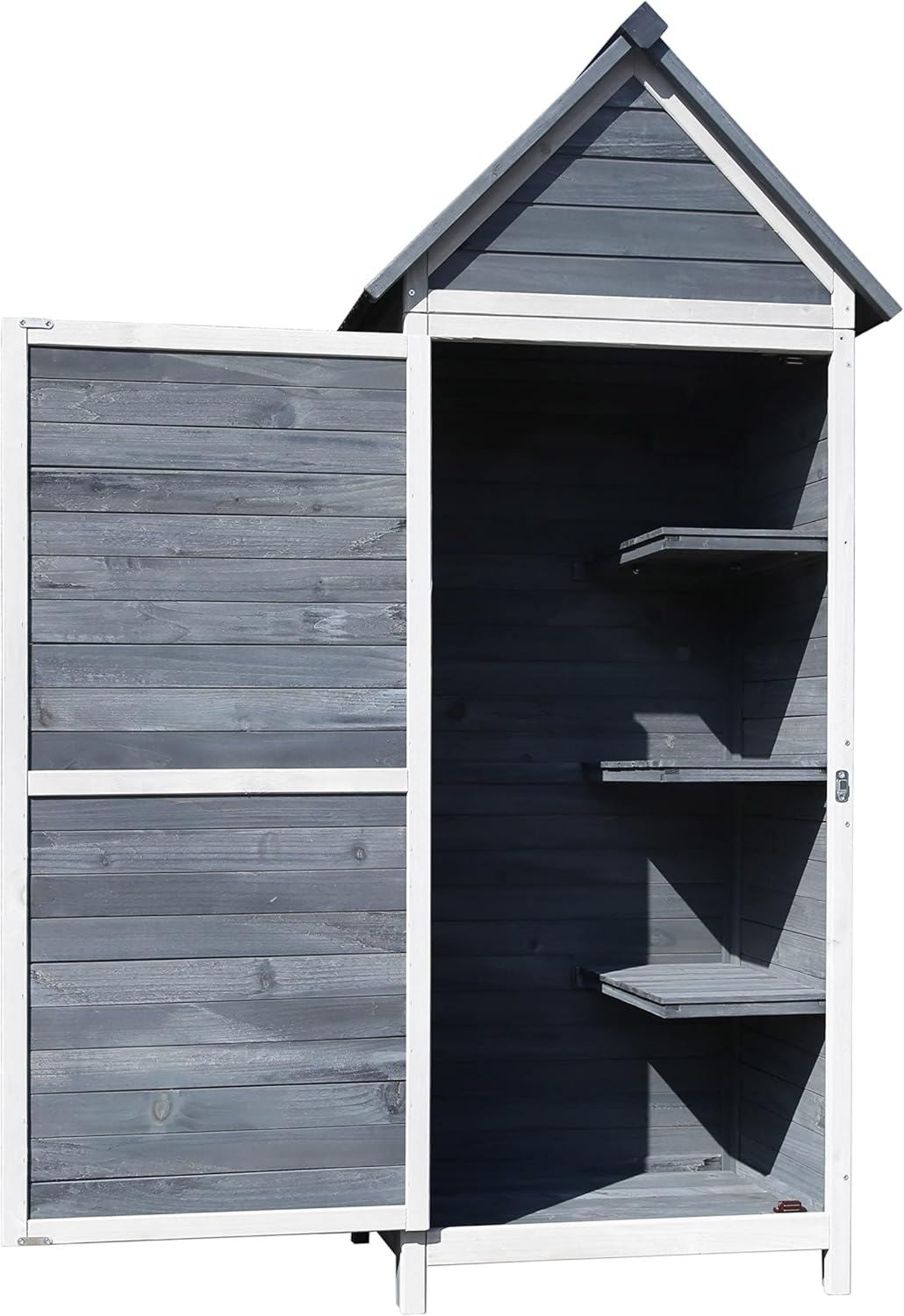 Armadio Wiltec da giardino in cm Con porta a battente e tetto isolato con bitume 77 x 53 x 179 legno grigio