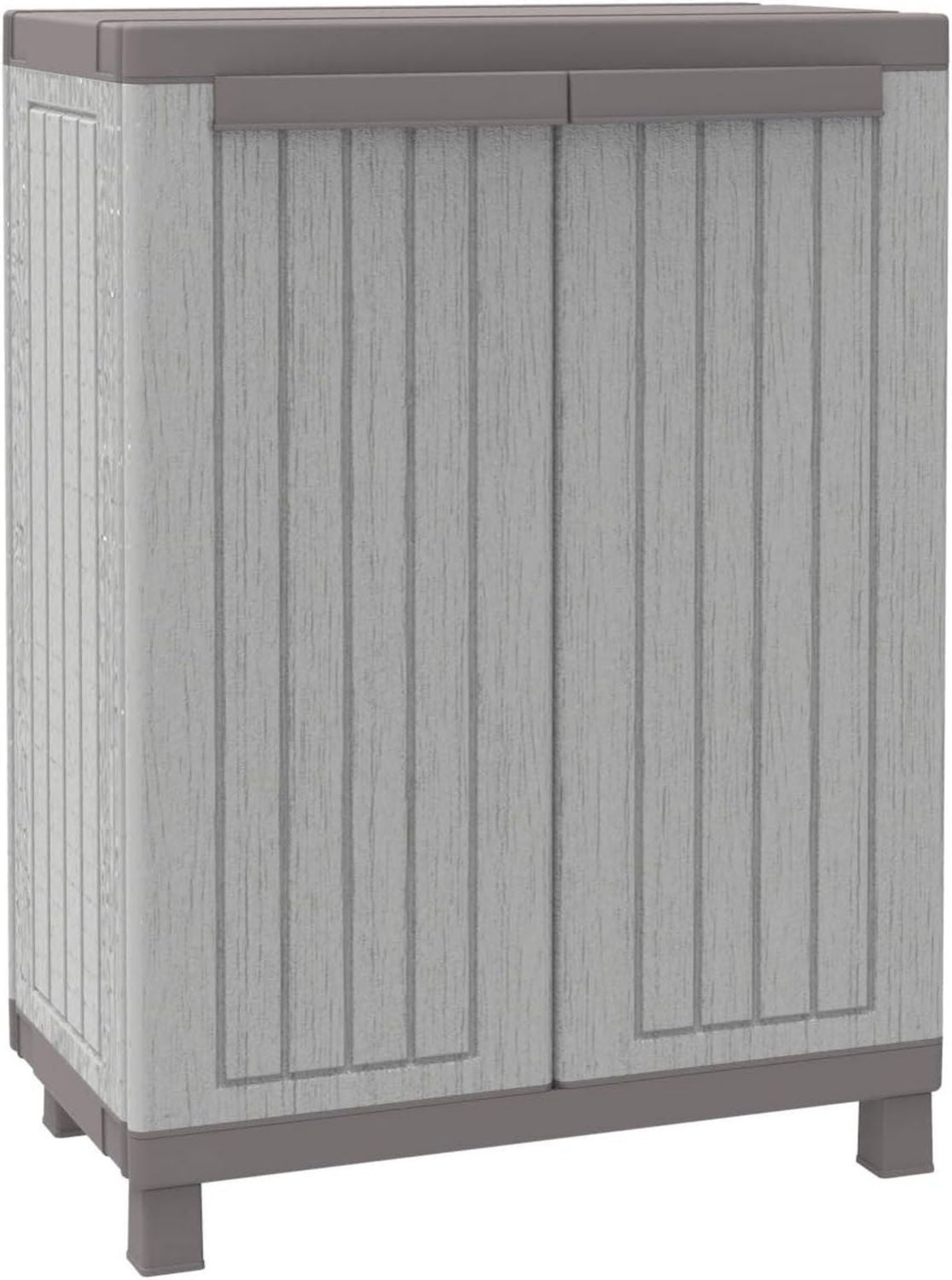 Armadietto da Interno Esterno a 2 Ante Effetto 1 Ripiano Regolabile. Materiale Plastica 68 39 91.5 cm Dimensioni x x Legno
