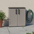 Armadio Dmora da esterno Mol Mobile balcone multiuso Armadietto outdoor a 2 ante 100 Made in Italy cm Finitura righe e 68 x 37h84 Grigio Nero