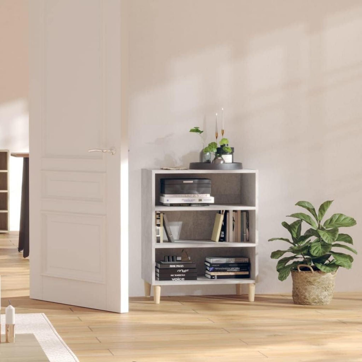 Credenza Casa Giardino con Luci LED Cemento cm 142.5 x 37 x 67 Grigio