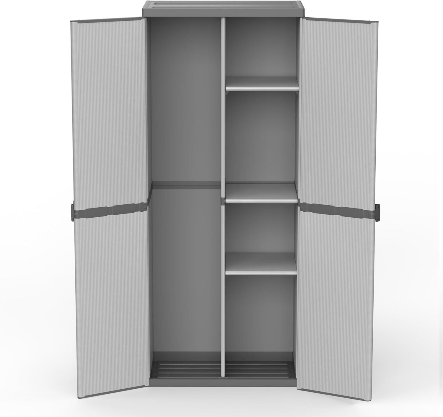 Armadio Mongardi Porta Scope in resina di PVC e PP 2 Ante Facile da Montare Modular System Resistente Adatto ad ambienti Interni ed Esterni 68L 40P 165H cm e x x Grigio Nero