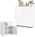 Mobile KOMFOTTEU Dispensa con 2 Cassetti Credenza da Cucina con 2 Ante Mobiletto Basso con 3 Ripiani Regolabili Armadio a Buffet 74 x 35 x 85 x x Bianco per Sala da Pranzo Soggiorno 5 cm L P A
